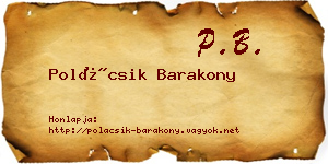 Polácsik Barakony névjegykártya